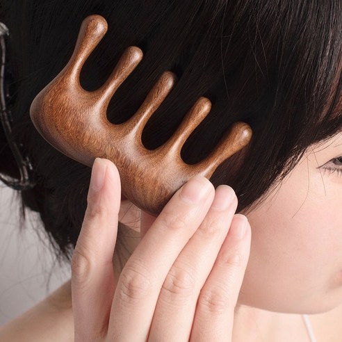 걸스코코 우드괄사빗 나무 우드 두피괄사 경락마사지 리프팅 만능괄사 브러쉬, 사각, 1개