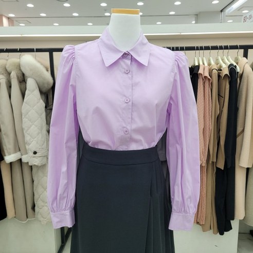 퍼프소매 셔츠형 블라우스njw3sb2060