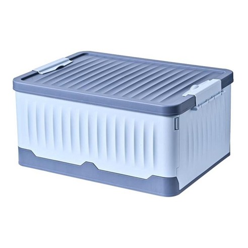 다기능 접이식 보관 상자 컨테이너 주최자 쌓을 수있는 접이식 옷장 보관 상자 주최자 쉬운 열기 및 접기, 47x34x22cm, 플라스틱, 블루