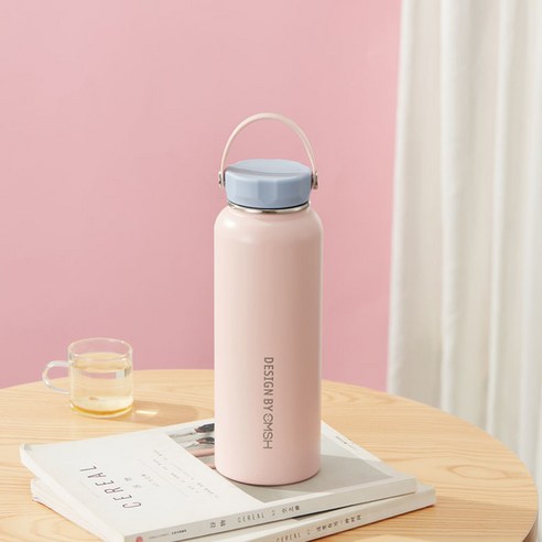 열 컵 대용량 24 시간 열 보존 컵, 12h 절연, 핑크 1150ML