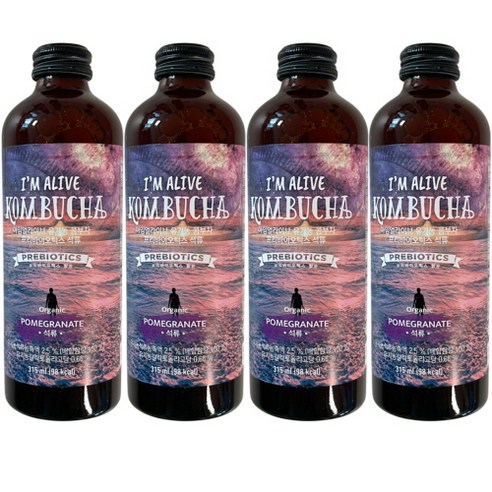 아임얼라이브 유기농 콤부차 석류, 315ml, 1개, 4개