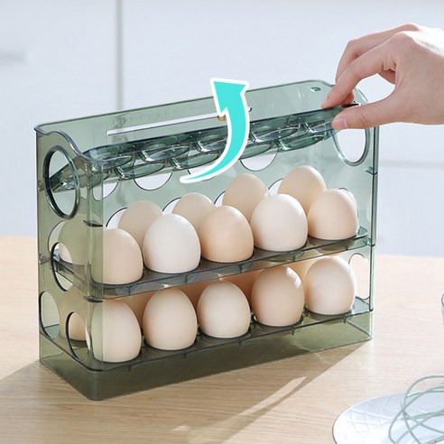계란을 신선하게 보관하고 정리하는 30구 자동 오픈 계란 보관함