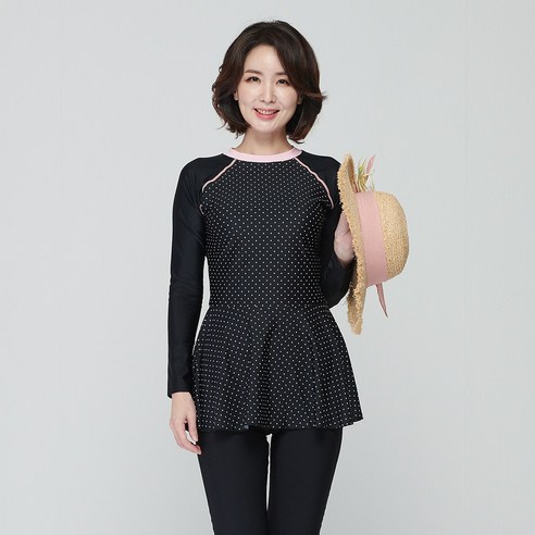 일리카이 여성용 도트레깅스 래쉬가드 + 워터레깅스 세트