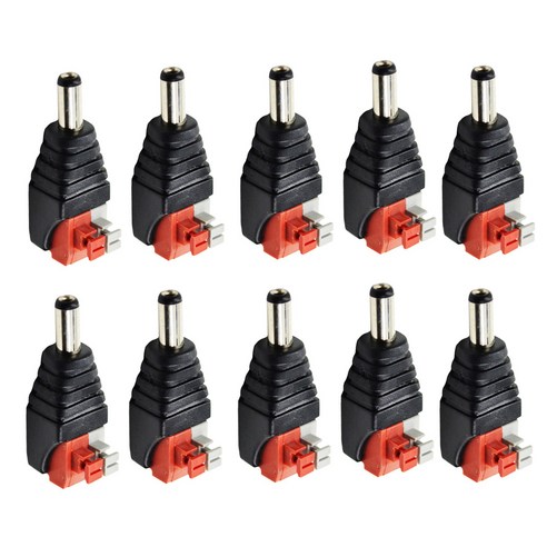 Ursmart 10pcs 12V DC 전원 커넥터 남성 푸시 형 어댑터 압력 라인 헤드, 레드 블랙, 설명, 설명