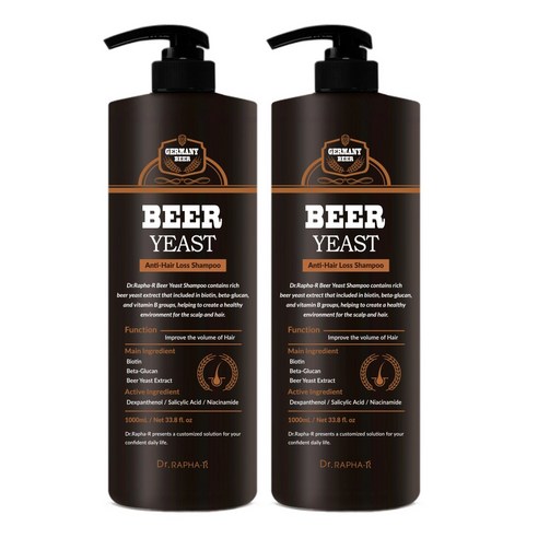 닥터라파알 독일산 맥주효모 비오틴 모발볼륨 개선 탈모 샴푸, 1000ml, 2개