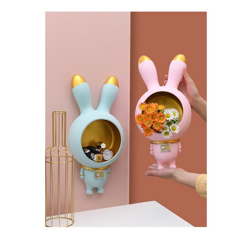 귀여운 곰 벽 장식 수납 벽걸이, 핑크