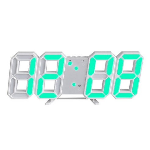 볼파스 무소음 3D LED 인테리어 감성시계, 화이트그린