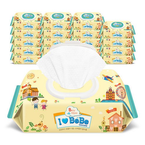 아이러브베베 아이보리 물티슈 캡형 62평량, 20개, 72개입