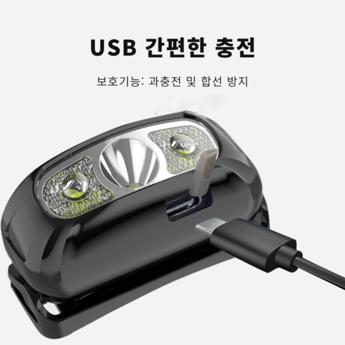 신형 LED 모션센서 USB 충전식 야간 낚시 등산 헤드랜턴