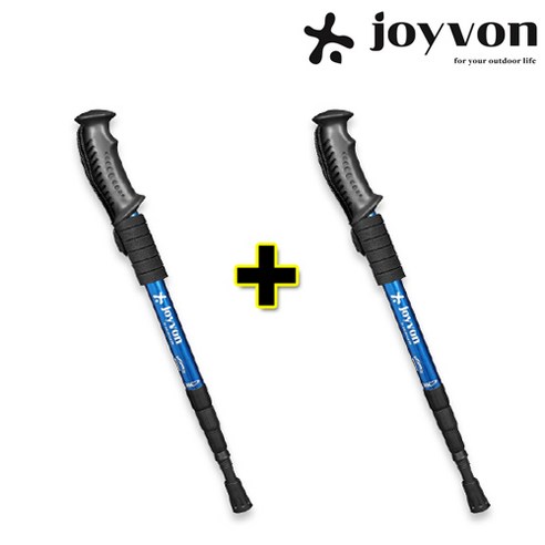 1+1 JOYVON 두랄루민 경량 4단 등산스틱 2P, 블루(2P), JOYVON 등산스틱 I 자형