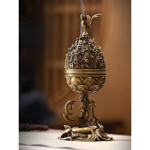 금동대향로 백제 향로 외국인 선물 전동 공예품 고급, 인센스 버너 + 아가우드 인센스