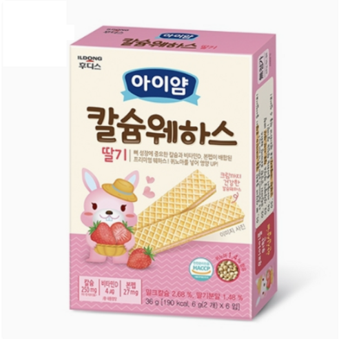 일동후디스 유아용 아이얌 칼슘 웨하스 6p, 딸기, 36g, 20개