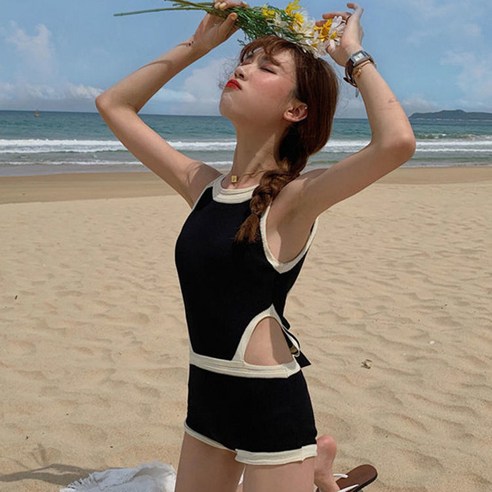 잊지 않다 새로운 수영복 여성 패션 샴 비키니, 블랙 백리스 민소매, S