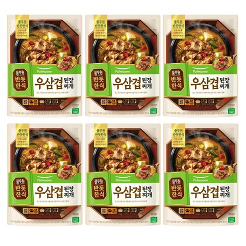 풀무원 반듯한식 우삼겹 된장찌개, 460g, 6개