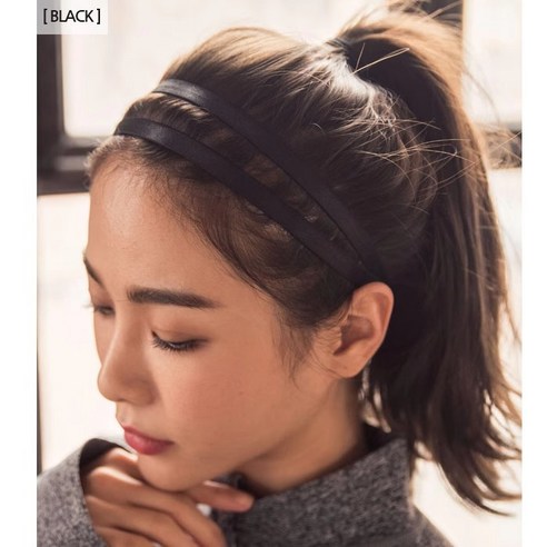 톡톡창고 2단 슬림 스포츠 헤어밴드 땀밴드 운동 헤드밴드 땀 흡수 스웨트, 블랙