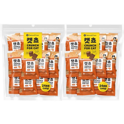 네츄럴코어 캣쵸 대용량 고양이간식, 새우, 240g, 2팩