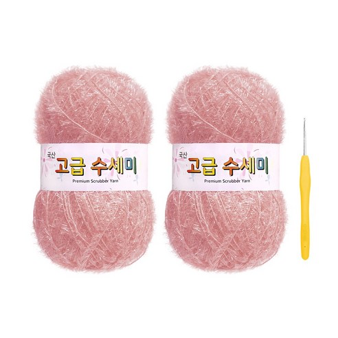 울클럽 별꽃수세미 DIY 고급수세미실 80g 2볼 + 코바늘 6호 (동영상제공), 131연한인디핑크