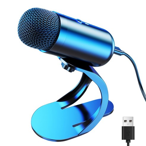 COOLCOLD 원터치 노이즈 캔슬링 USB 콘덴서 게임 유튜브 마이크, 블루