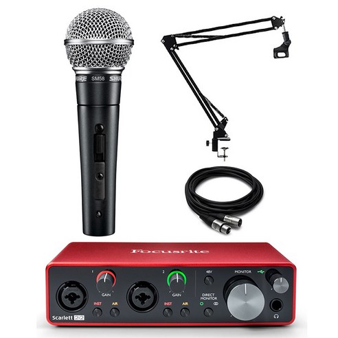 SHURE SM58 SK 스칼렛 2i2 오인페 XLR 케이블 5M 보컬 녹음 방송 레코딩 장비 [정품/당일출고]