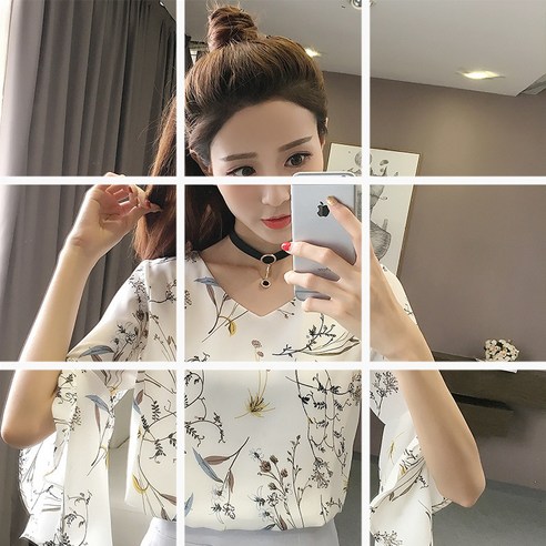 KORELAN 여름 한판 루즈핏 블라우스 여 코디 패션 쉬폰 블라우스