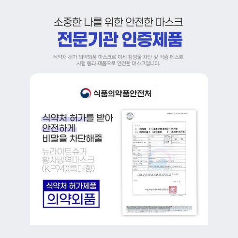 호흡기 건강 보호를 위한 국내산 KF94 새부리형 XXXL 특대형 마스크