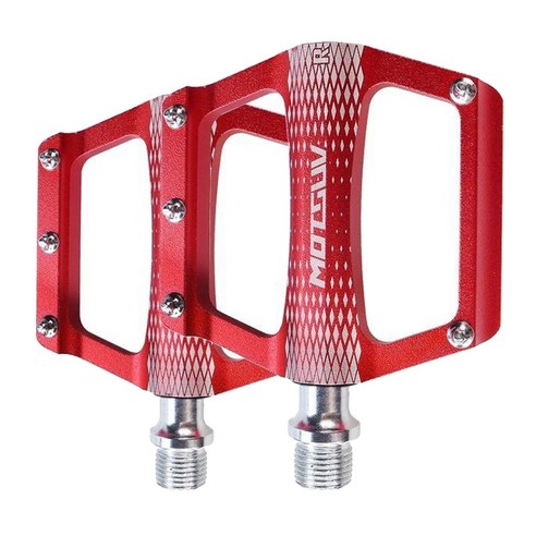 WJSHOP MTB 도로 자전거 페달 접이식 자전거 베어링 플랫 플랫폼 페달, {"사이즈":"7.8x7.1cm"}, {"수건소재":"알루미늄 합금"}, 레드