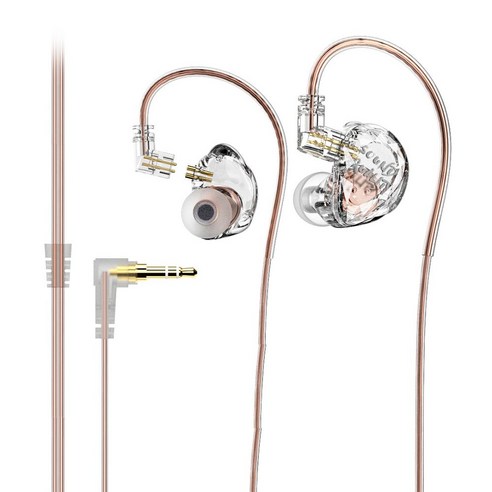 Lafitear LE2 듀얼 마그네틱 다이나믹 뮤직 유선 이어폰 3.5mm, 클리어