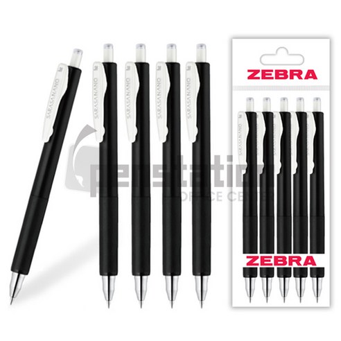 ZEBRA 제브라 사라사 나노 0.38mm 세트, 0.38mm 블랙 5개 세트