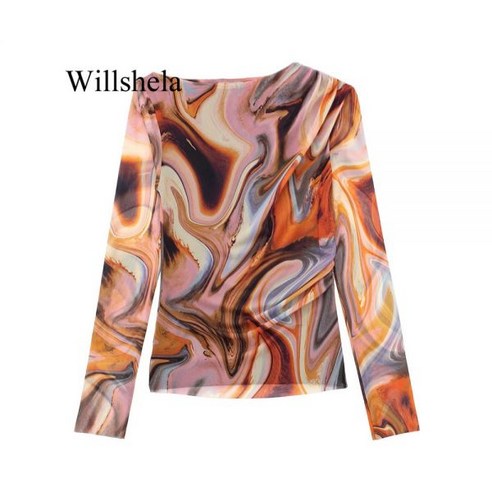 여성 플리츠 주름 블라우스 셔츠