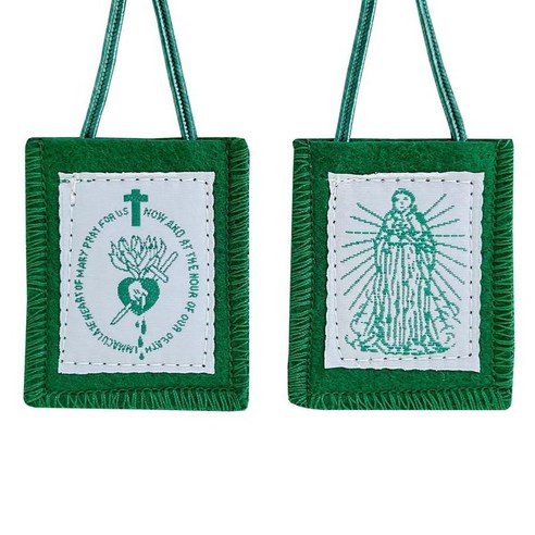 TALPGOD Scapulars Catholic 브라운 스카풀라 오브 크로스 디자인 Escapularios Catolicos 카톨릭 여성용 선물 집 축복 문 행거 가정 보호 장식, 1 Pack, Green