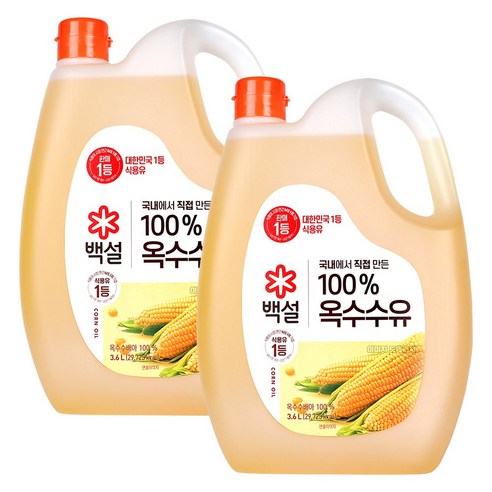 백설 대용량 국내에서 직접만든 옥수수유, 2개, 3.6L