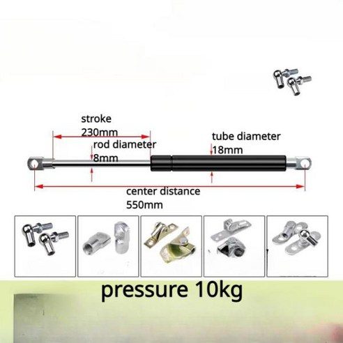 공압 용수철 유압 로드 헤비 듀티 스트럿 텔레스코픽 지지대 기계식 가스 스테이 1PC, 01 18X8 550mm 10kg