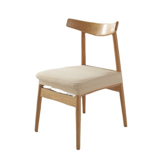 의자 니트 식탁 의자 커버 탄성 가구 의자 커버 시트 커버 사무실 회전 의자 쿠션 커버, 겨자 노란색 [베이지]좌석 커버, 4只装