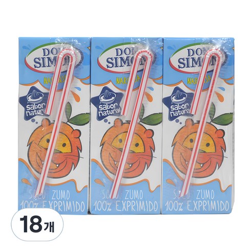 돈시몬 착즙 오렌지 주스, 200ml, 18개
