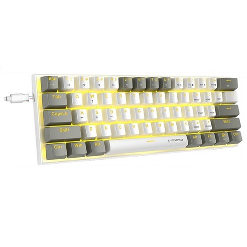 60% 기계식 키보드 USB C 유선 LED 백라이트 축 61 키 게임용 OUTEMU 빨간색 스위치 PC 노트북머 키트, [01] Blue switch, [01] White Grey, 01 Blue switch, 한개옵션2