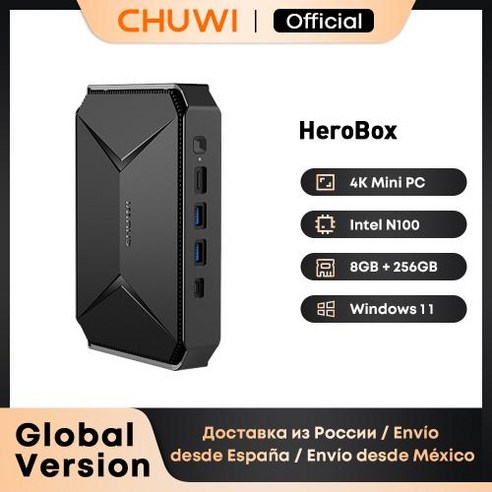 미니PC 듀얼 밴드 와이파이 데스크탑 컴퓨터 미니 PC CHUWI HeroBox 인텔 셀러론 N100 J4125 쿼드 코어 CPU 윈도우 11 OS 8GB LPDDR4 256GB, 없음, 4) Intel N100  EU, 4) Intel N100  EU