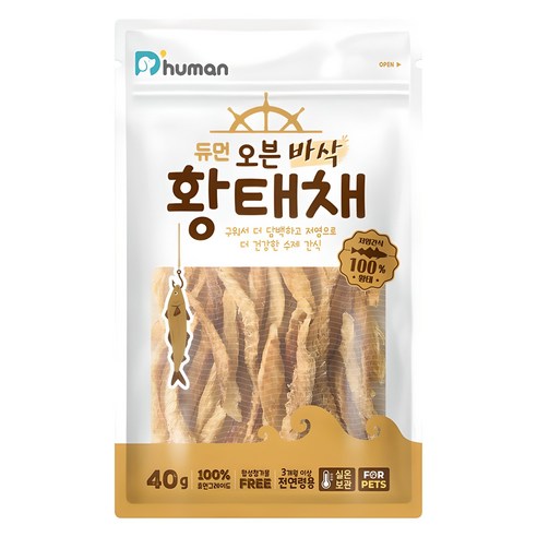 듀먼 강아지 오븐 바삭 저염 수제간식, 황태, 40g, 1개