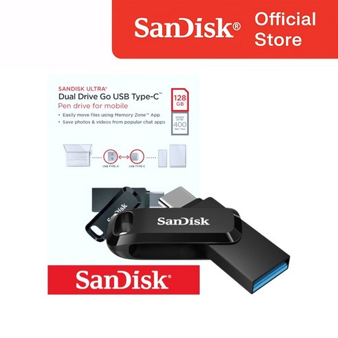 샌디스크 USB 메모리 DDC3 블랙 C타입 OTG 3.2 대용량, 1개, 128GB