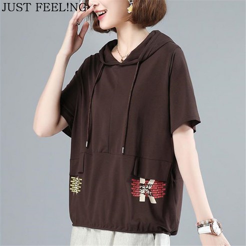 40, 50대 여성을 위한 편안하고 세련된 여름 필수 아이템: JUST FEEL!NG 프린팅 티셔츠