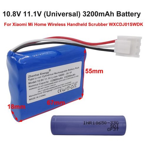 샤오미 미 홈 무선 핸드헬드 스크러버 리튬 이온 충전식 배터리 팩 WXCDJ01SWDK 10.8V 11.1V 2600mAh, 02 10.8V 11.1V 3200mAh, 0 0.8V .V 3200mAh