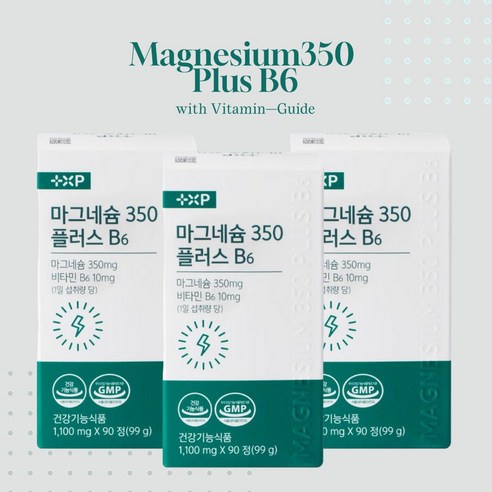 약국정품 비타민하우스 글루콘산 함유 마그네슘 350 플러스 B6, 3세트, 90정