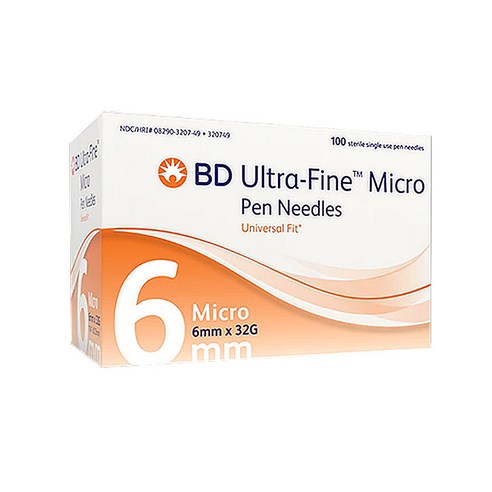 BD 울트라파인 인슐린 펜니들 32G 6mm 100p, 1개, 100개입