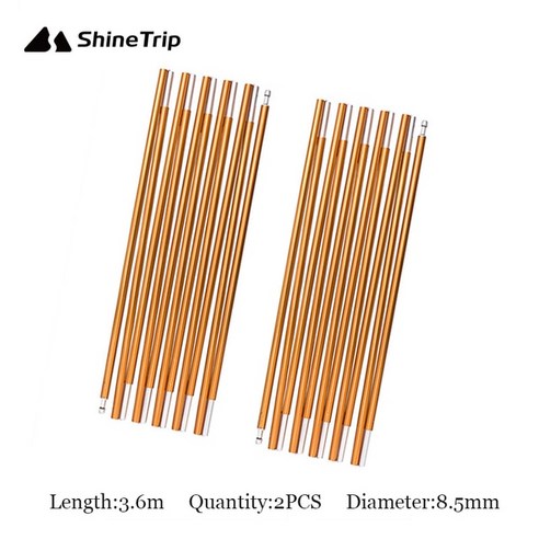 캠핑 타프 텐트폴대 야외 캠핑 장비 8.5mm 3.6m 4.05m 4.42m 고강도 알루미늄 텐트 폴 합금 로드 5-8 인용, 02 360CM 2PCS