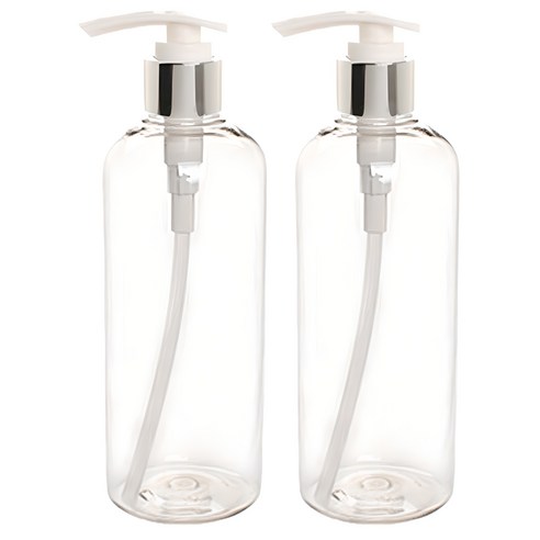 DT400 펌핑용기 400ml + 디스펜서, 용기 (투명), 캡 (실버), 2개