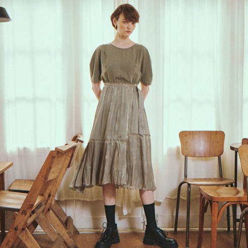 배색 롱 원피스(OW1AO209)