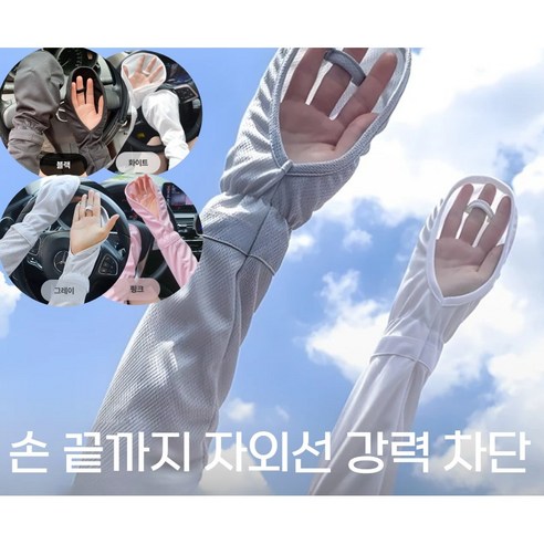 마마로쏘 손가락까지 가려주는 여성 햇빛 차단 팔 손등 커버 쿨 토시 여름 냉감 장갑 2p, 그레이, 1개