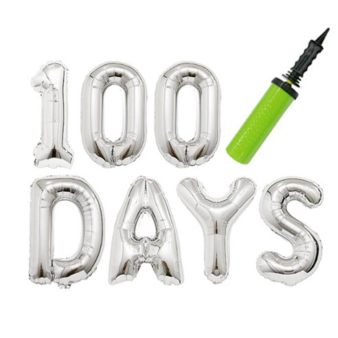 고백하는날 로즈골드 100days 알파벳 은박풍선 기념일 파티 핸드펌프 풍선세트, 1세트, 100일 200일셀프 Best Top5