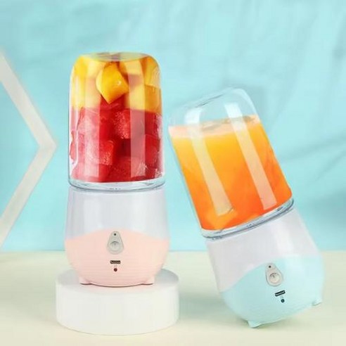 Mini rechargeable portable blender juice cup small juicer home fruit juicer cup designed for fit, 2) Pink 스몰브랜더