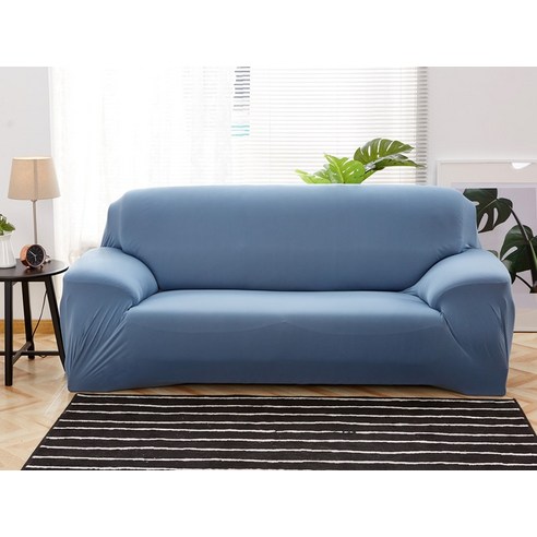 [XIG] Housmife 단색 소파 커버 거실 소파 커버 코너 소파 커버 Slipcover Chair Protector 1/2/3/4 인승, 1Pc 145-185Cm, 블루