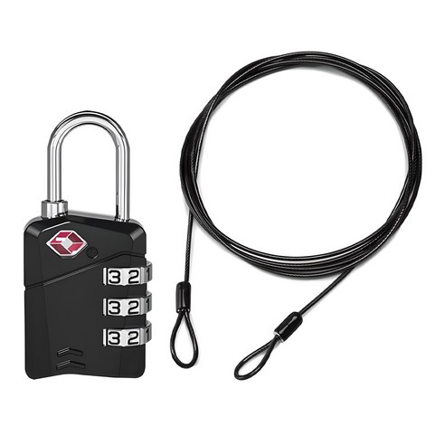 여행의 안전을 책임지는 든든한 동반자, 랑고 캐리어 잠금장치 TSA 자물쇠 + 와이어 세트 tsa자물쇠